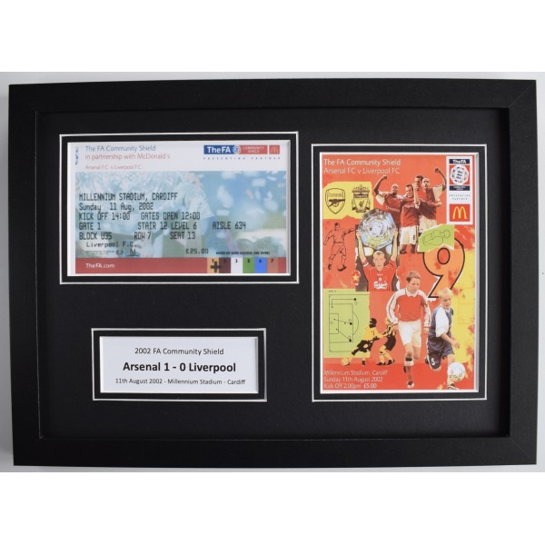 2002 FA Community Shield A4 Photo Ticket Display Football Programme Arsenal FRAMED Perfect Gift Memorabilia