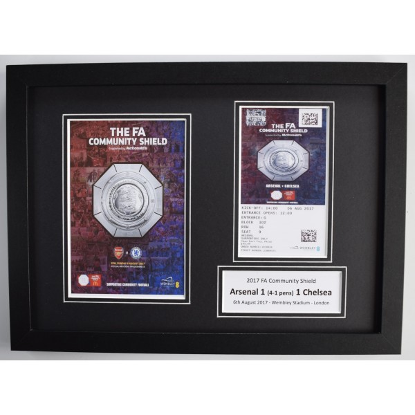 2017 FA Community Shield A4 Photo Ticket Display Football Programme Arsenal FRAMED Perfect Gift Memorabilia