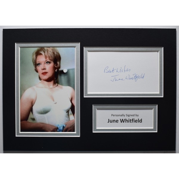 June Whitfield Signed Autograph A4 photo display TV Film Carry On COA AFTAL Perfect Gift Memorabilia	