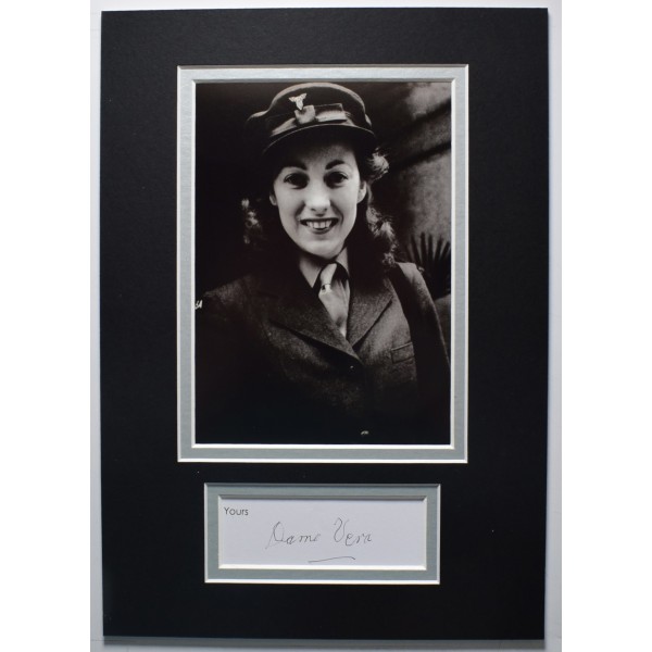 Vera Lynn Signed Autograph A4 photo display Music Singer WW2 Forces Sweetheart AFTAL Perfect Gift Memorabilia	