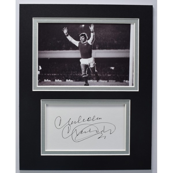 Malcolm Macdonald Signed Autograph 10x8 photo display Arsenal Football COA AFTAL Perfect Gift Memorabilia	