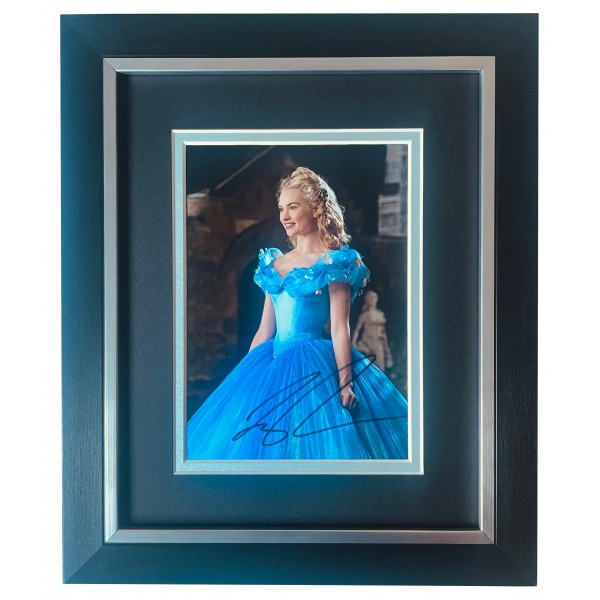 Lily James Signed 10x8 Framed Photo Autograph Display Film Cinderella Actress Perfect Gift Memorabilia	