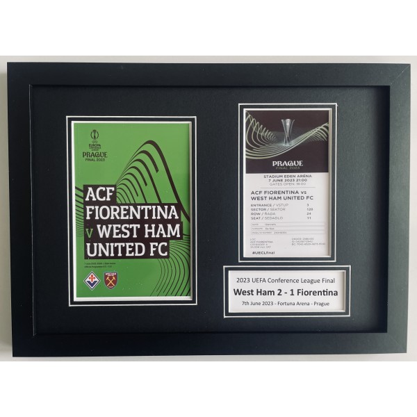 2023 Europa Conference League A4 Photo Ticket Display Programme Ticket West Ham Framed Perfect Gift Memorabilia