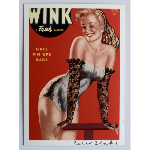 Peter Blake Signed Autograph 6x4 Original Postcard Wink CCA Galleries COA Perfect Gift Memorabilia	