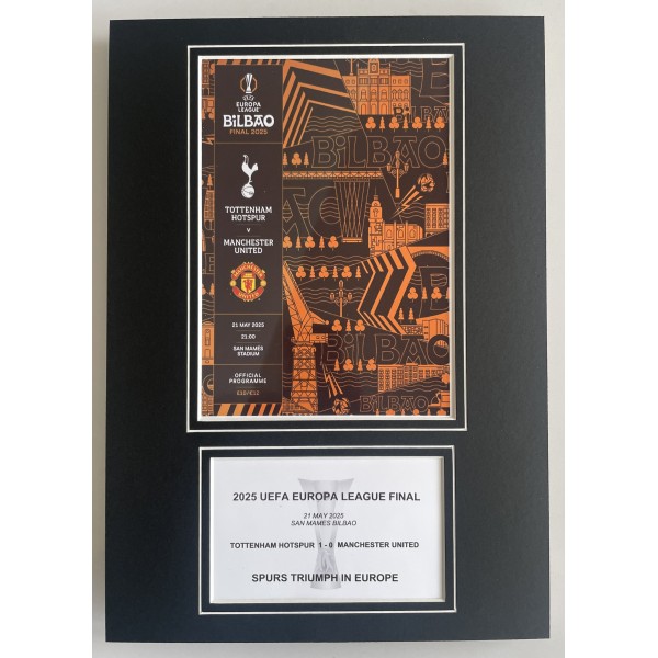 2025 Europa League Cup Final A4 Photo Match Programme Display Football Spurs Perfect Gift Memorabilia