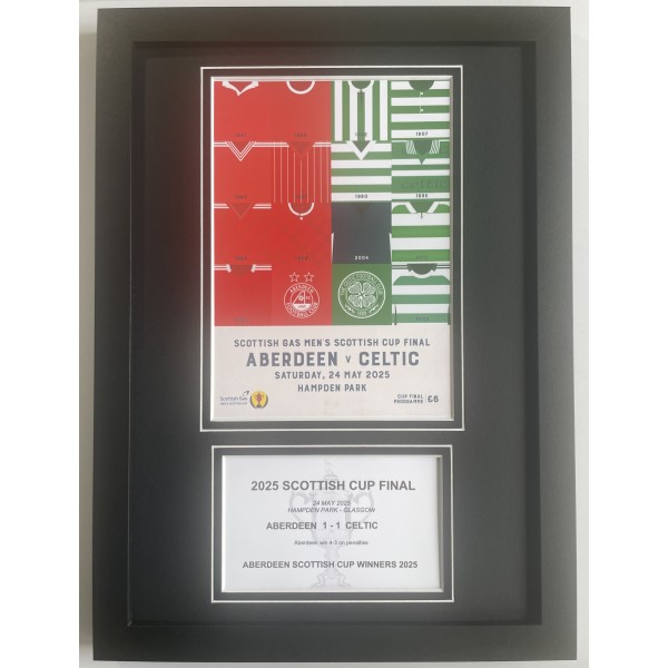 2025 Scottish Cup Final A4 Framed Photo Match Programme Display Football Aberdeen Perfect Gift Memorabilia