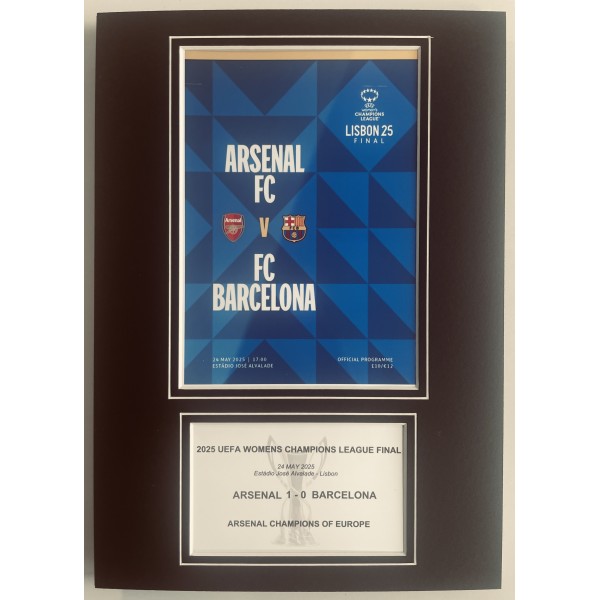 2025 Womens Champions League Final A4 Photo Match Programme Display Arsenal Perfect Gift Memorabilia