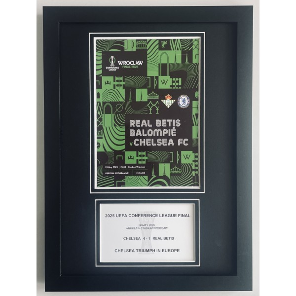 2025 UEFA Conference League Final Chelsea A4 Framed Photo Programme Display Perfect Gift Memorabilia