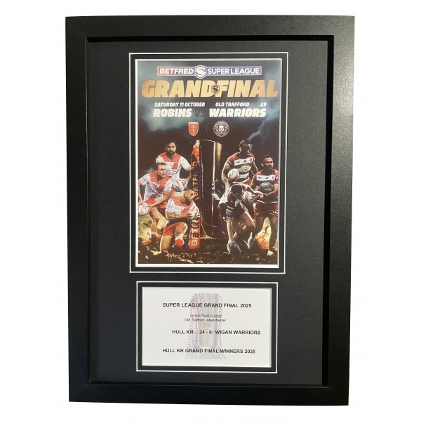 2025 Super League Grand Final Rugby League Hull KR A4 Framed Photo Programme Display