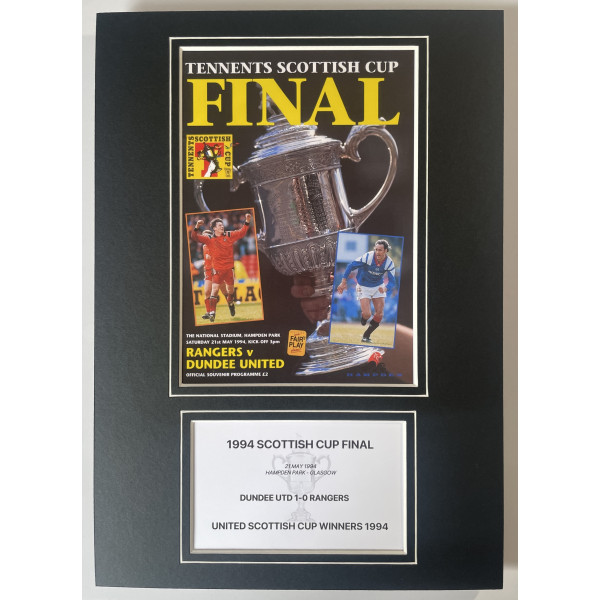 1994 Scottish Cup Final A4 Photo Match Programme Football Display Dundee United