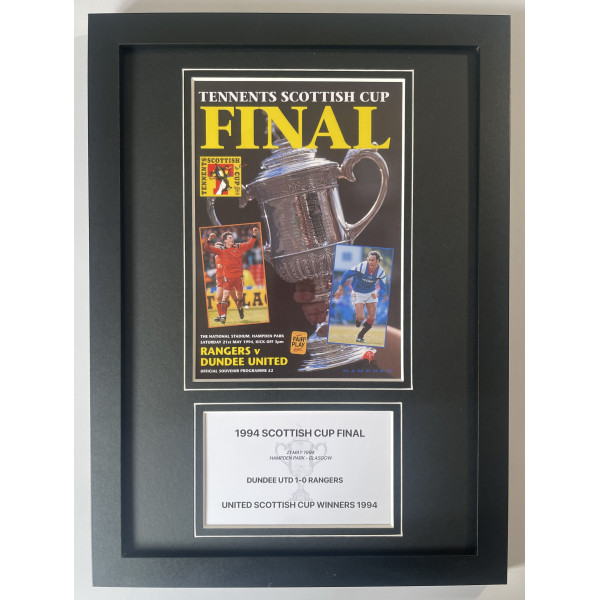 1994 Scottish Cup Final A4 Framed Photo Match Programme Football Display Dundee United