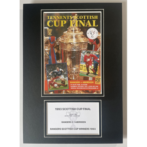 1993 Scottish Cup Final A4 Photo Match Programme Football Display Rangers