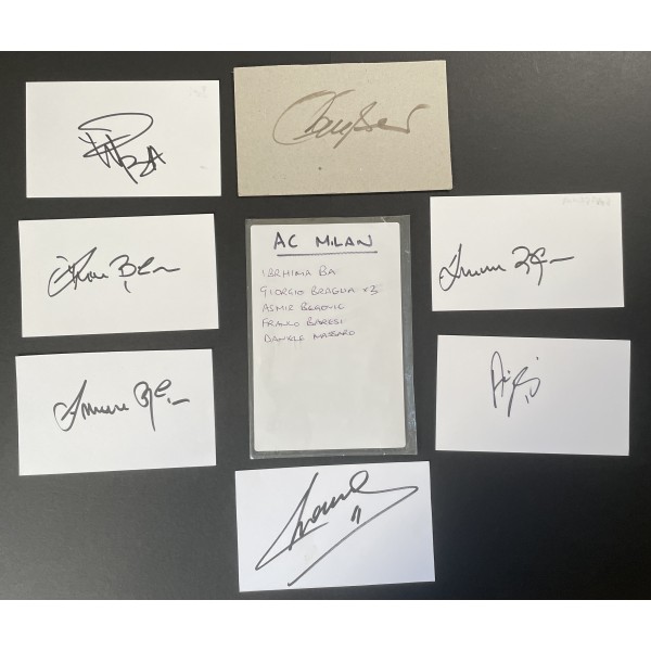AC Milan Signed Autograph Pack White Index Cards x7 Football Franco Baresi COA