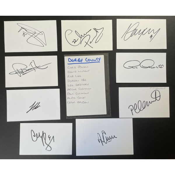Derby County Signed Autograph Pack White Index Cards x9 Gemmill Lee Gregory Ibe