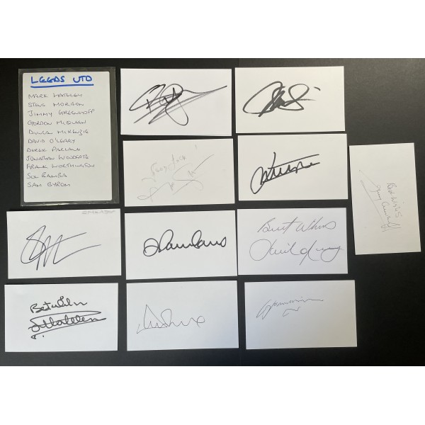Leeds Utd Signed Autograph Pack White Index Cards x11 Hateley Greenhoff O'Leary Perfect Gift Memorabilia