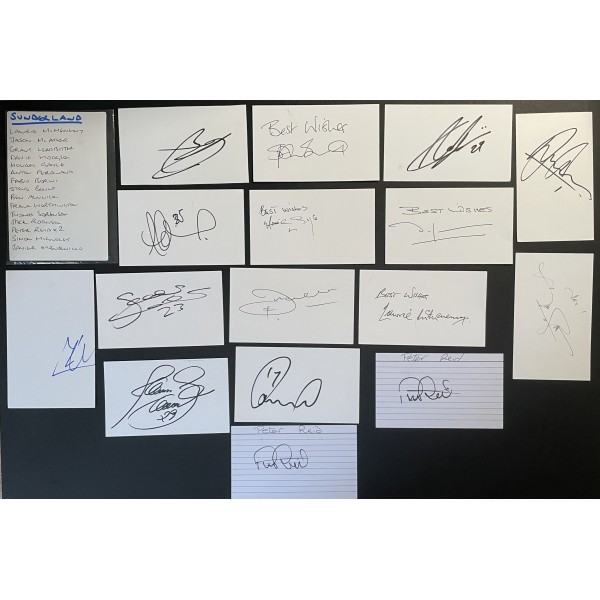 Sunderland Signed Autograph Pack White Index Cards x16 McMenemy Hodgson McAteer