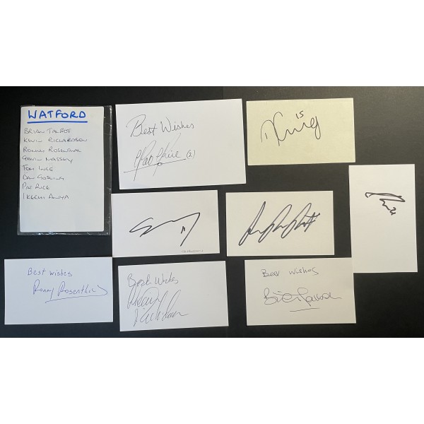 Watford Signed Autograph Pack White Index Cards x8 Talbot Rosenthal Gosling