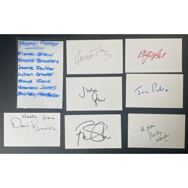 Harry Potter Signed Autograph Pack White Index Cards x7 David Bradley Fiona Shaw
