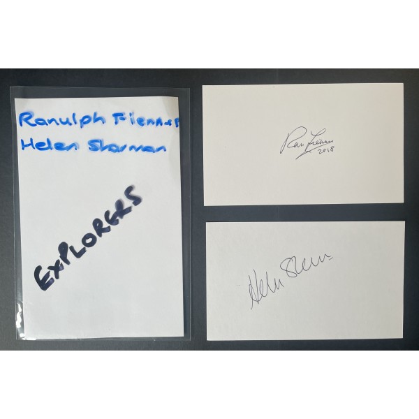 Helen Sharman Ranulph Fiennes Signed Autograph Pack White Index Cards x2 COA Perfect Gift Memorabilia