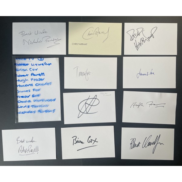 Signed Autograph Pack White Index Cards x10 Film TV Brian Cox Hugh Fraser COA Perfect Gift Memorabilia