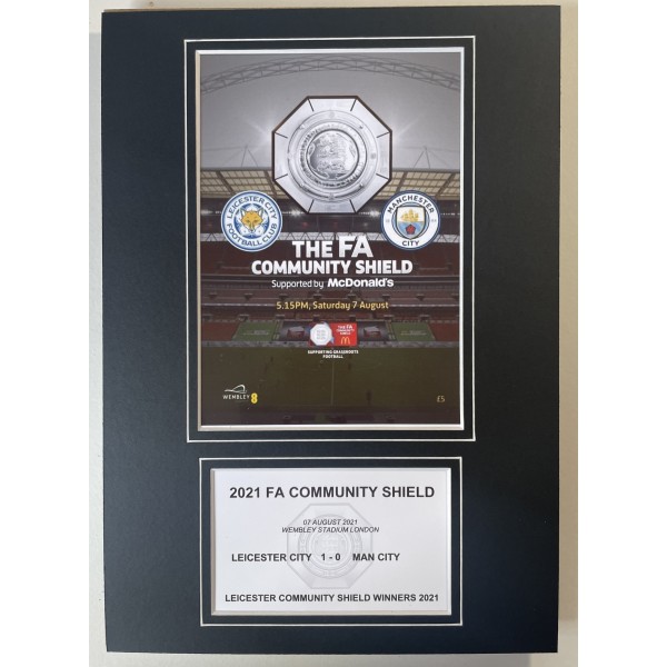 2021 FA Community Shield A4 Photo Match Programme Football Display Leicester