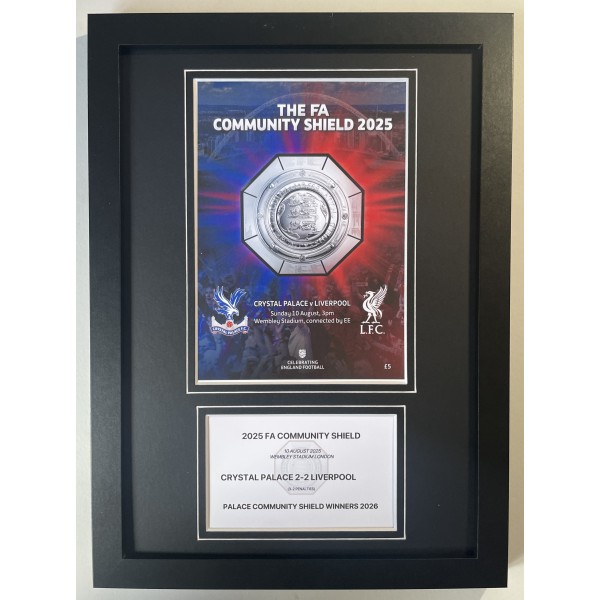 2025 FA Community Shield A4 Framed Photo Match Programme Display Crystal Palace
