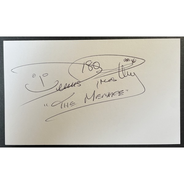 Dennis Priestley The Menace Signed Autograph White Index Card Darts Sport COA