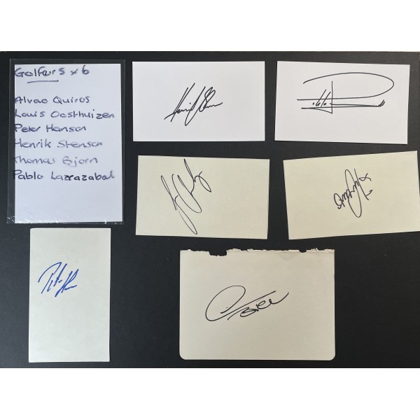 Golf Golfers Signed Autograph Pack White Index Cards x6 Stenson Oosthuizen Bjorn