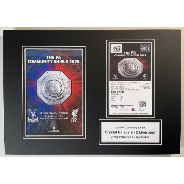 2025 FA Community Shield A4 Photo Programme Ticket Display Crystal Palace