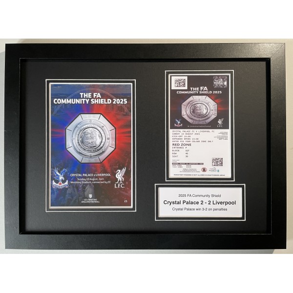 2025 FA Community Shield A4 Photo Framed Programme Ticket Display Crystal Palace