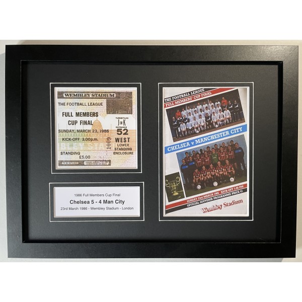 1986 Full Members Cup Final Chelsea Football A4 Framed Photo Programme Ticket Display