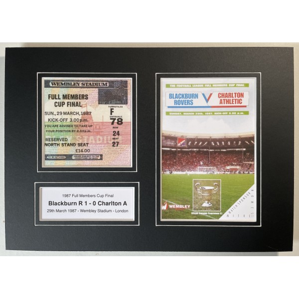 1987 Full Members Cup Final Blackburn Football A4 Photo Programme Ticket Display