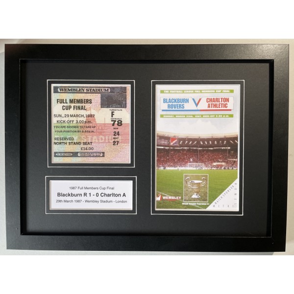1987 Full Members Cup Final Blackburn Football A4 Framed Photo Programme Ticket Display