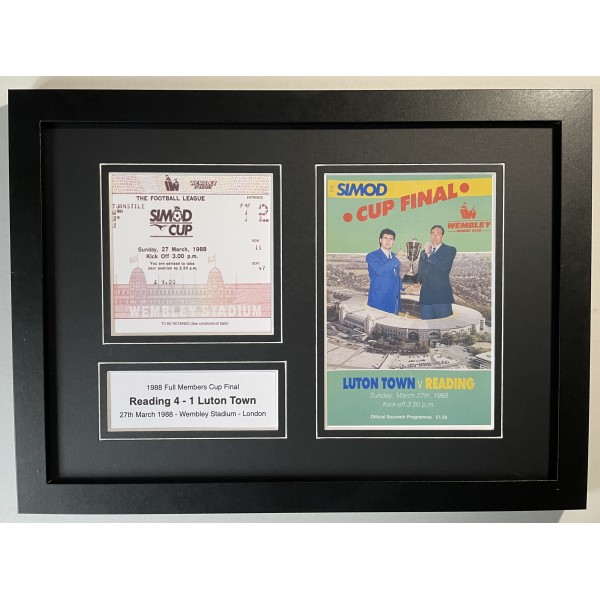 1988 Full Members Cup Final Reading Football A4 Framed Photo Programme Ticket Display