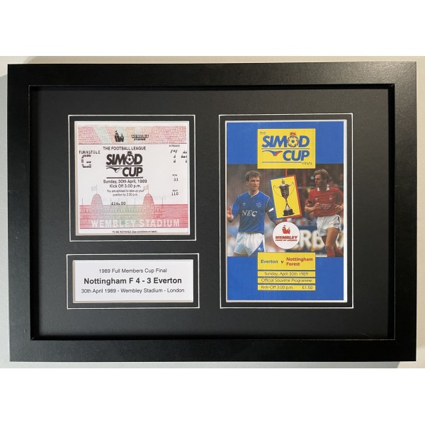 1989 Full Members Cup Final Nottingham Forest A4 Framed Photo Programme Ticket Display