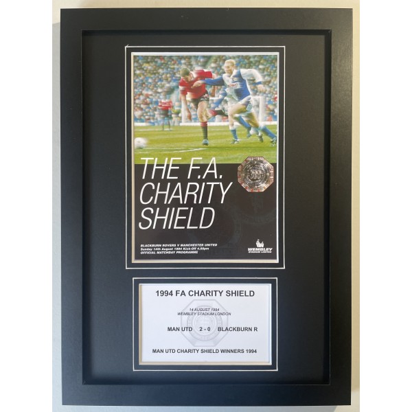 1994 FA Charity Shield A4 Framed Photo Match Programme Football Display Man United