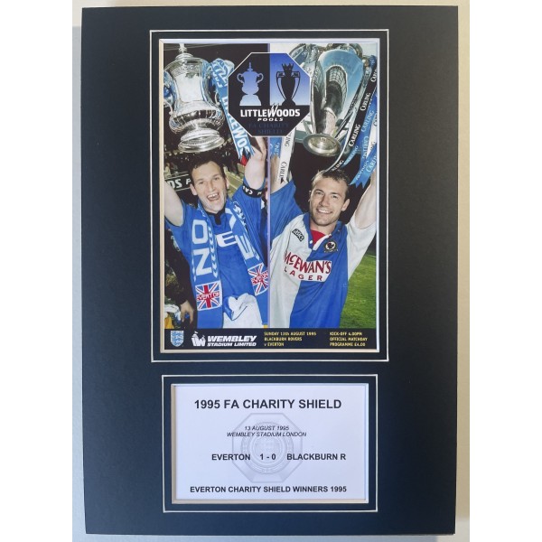 1995 FA Charity Shield A4 Photo Match Programme Football Display Everton EFC