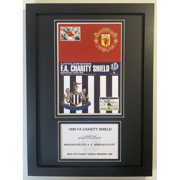 1996 FA Charity Shield A4 Framed Photo Match Programme Football Display Manchester Utd