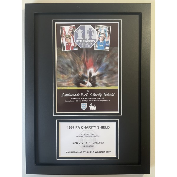 1997 FA Charity Shield A4 Framed Photo Match Programme Football Display Manchester Utd