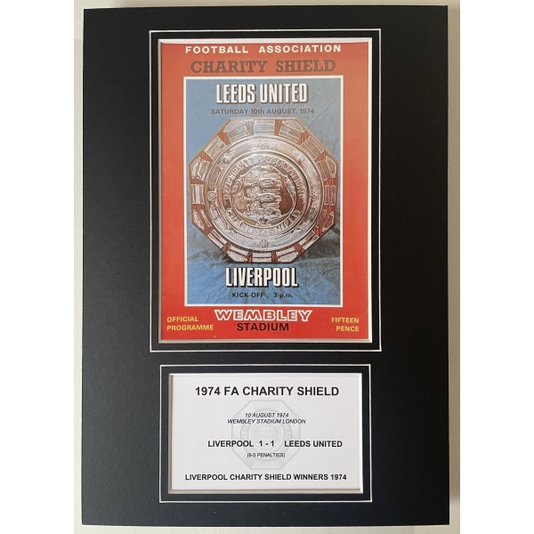 1974 FA Charity Shield A4 Photo Match Programme Display Football Liverpool LFC