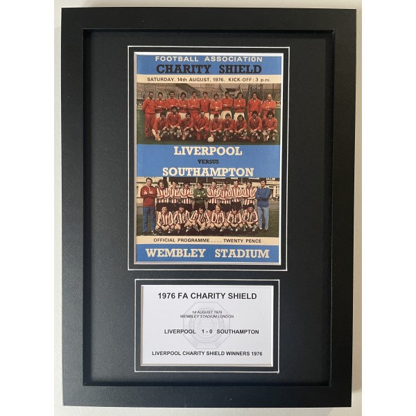 1976 FA Charity Shield A4 Photo Match Framed Programme Display Football Liverpool LFC