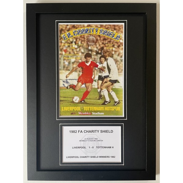 1982 FA Charity Shield A4 Photo Match Framed Programme Football Display Liverpool LFC