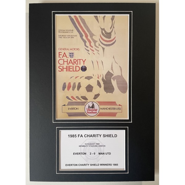 1985 FA Charity Shield A4 Photo Match Programme Football Display Everton EFC