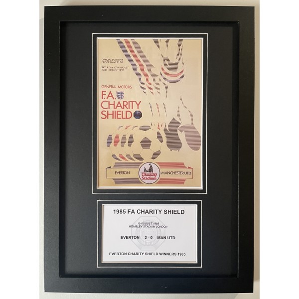 1985 FA Charity Shield A4 Framed Photo Match Programme Football Display Everton EFC