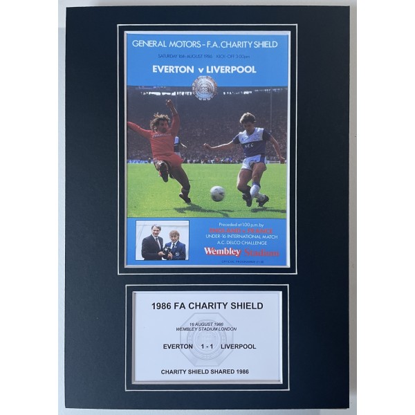 1986 FA Charity Shield A4 Photo Match Programme Display Everton Liverpool