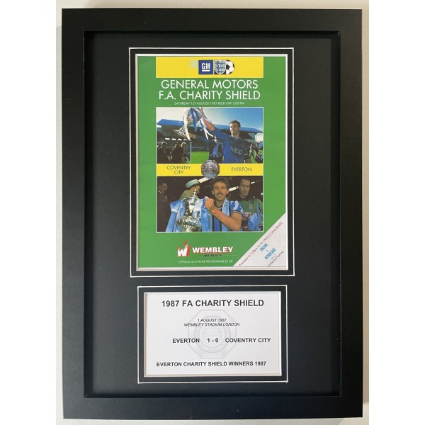 1987 FA Charity Shield A4 Framed Photo Match Programme Football Display Everton EFC