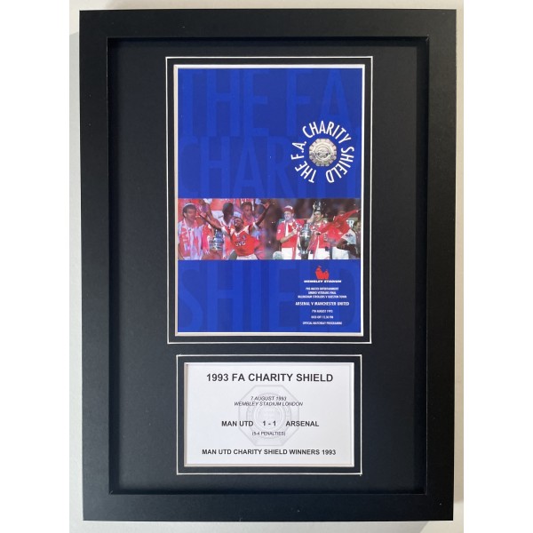 1993 FA Charity Shield A4 Photo Match Framed Programme Football Display Man United