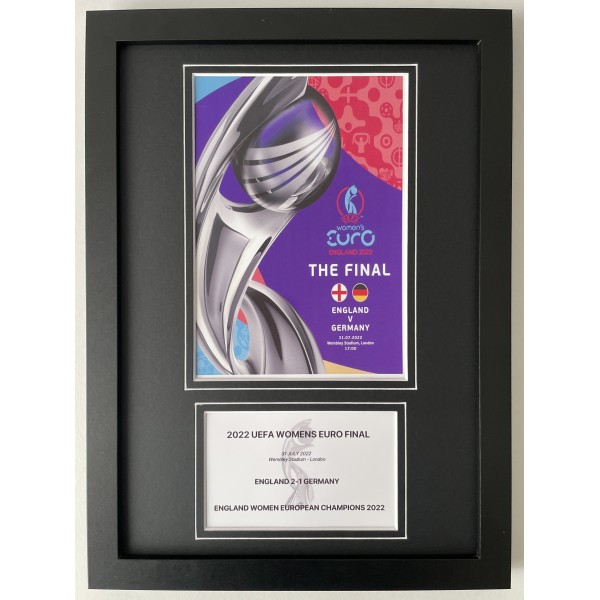 2022 UEFA Womens European Cup Final Football A4 Framed Photo Display Programme England
