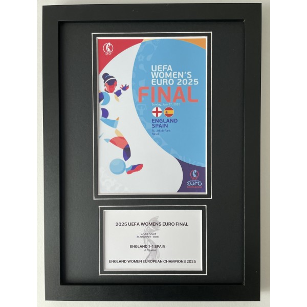 2025 UEFA Womens European Cup Final Football A4 Framed Photo Display Programme England