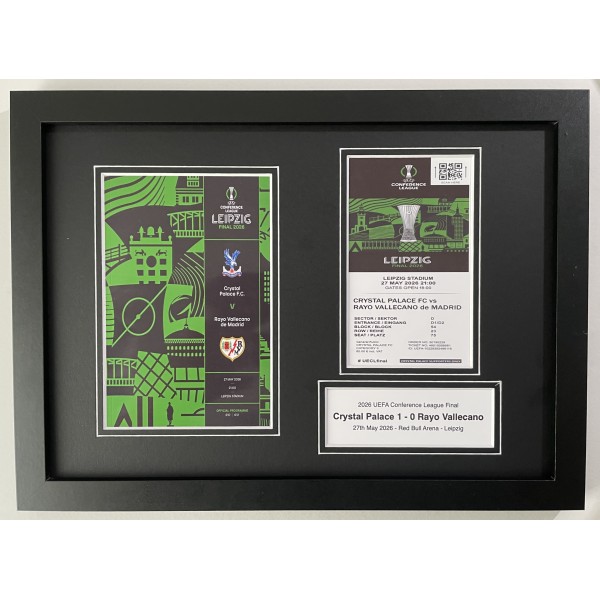 2026 UEFA Conference League Crystal Palace A4 Framed Photo Programme Ticket Display